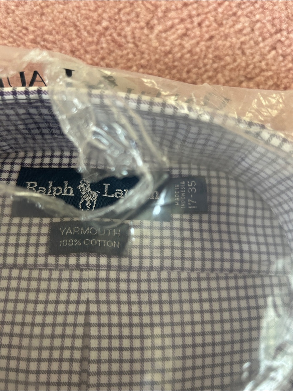 Ralph Lauren Navy and White Gingham Button-Down Shirt - Picture 2 of 5